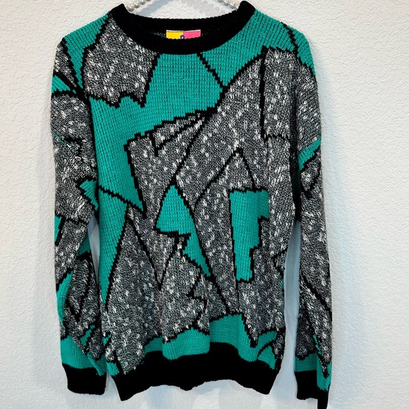 Vintage Sam & Max Abstract Green Sweater - Picture 1 of 10
